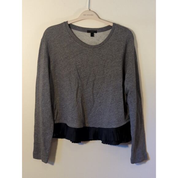 J.Crew Gray Blue Pleated Fringe Long Sleeve Crewneck Sweatshirt Sz XL solid - Picture 2 of 6